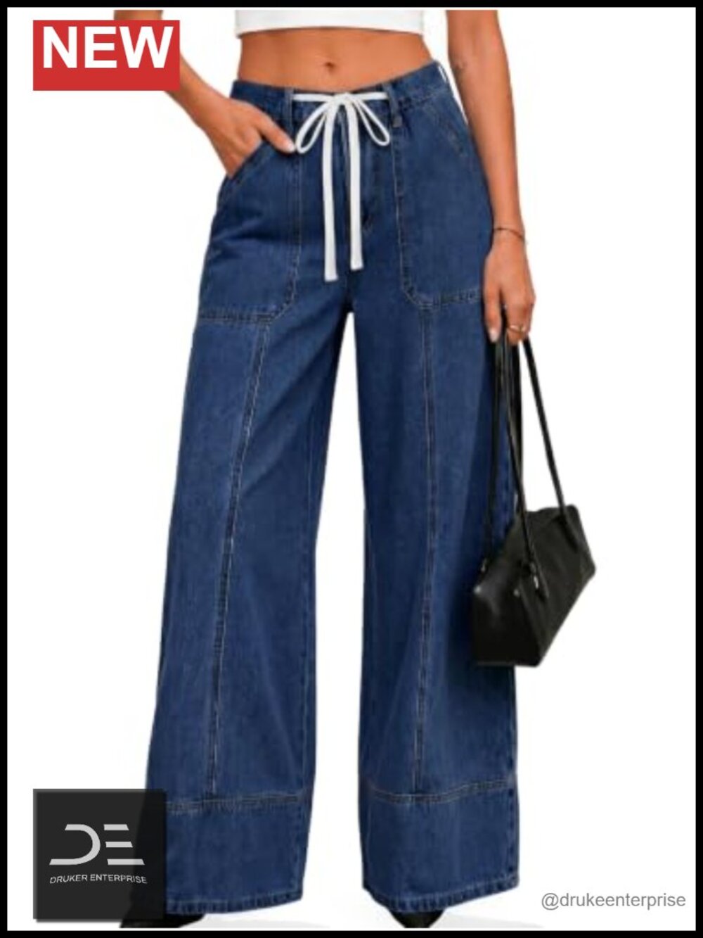 Wide Leg Baggy Denim Jeans High Waisted